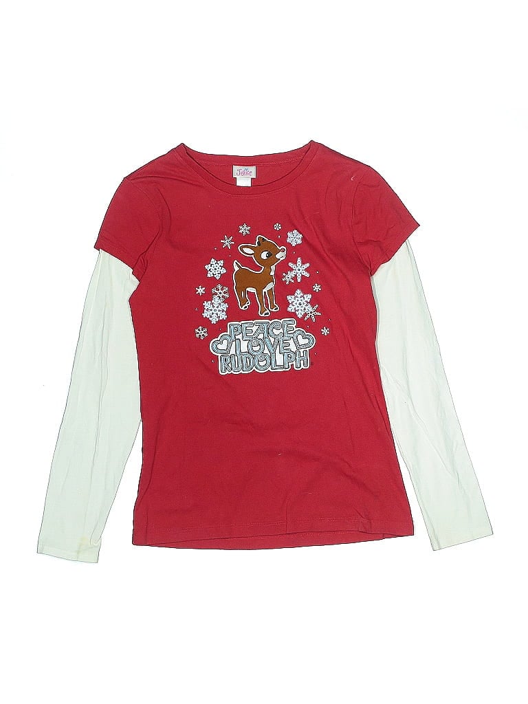 Justice 100% Cotton Red Long Sleeve T-Shirt Size 14 (big kids) - photo 1