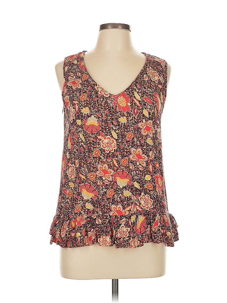 C&C California 100% Viscose Brown Sleeveless Blouse Size L - photo 1
