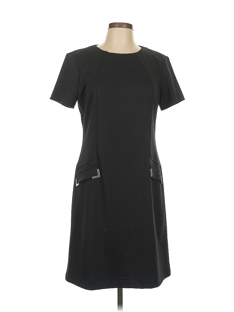 Donna Morgan Solid Black Casual Dress Size 10 - photo 1