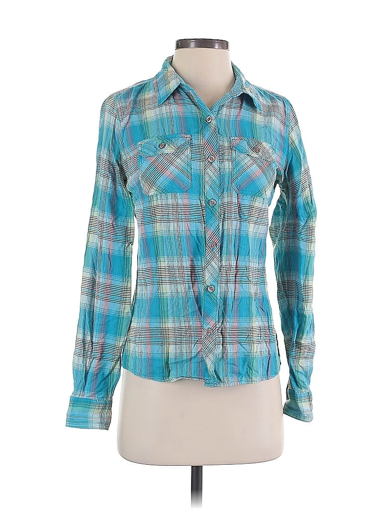 Marmot Plaid Teal Long Sleeve Button-Down Shirt Size S - photo 1
