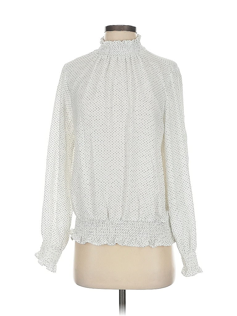 Pre-owned Adrianna Papell Long Sleeve Blouse In White