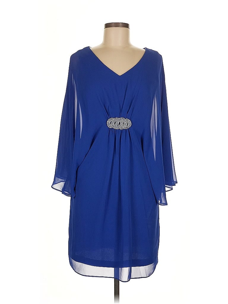 Connected Apparel 100% Polyester Blue Cocktail Dress Size 6 - photo 1