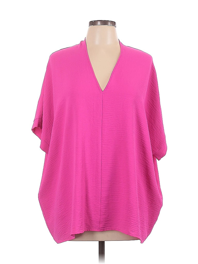 Jodifl 100% Polyester Pink Short Sleeve Blouse Size L - photo 1