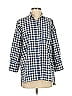 Pomander Place Checkered-gingham Blue 3/4 Sleeve Button-Down Shirt Size S - photo 1