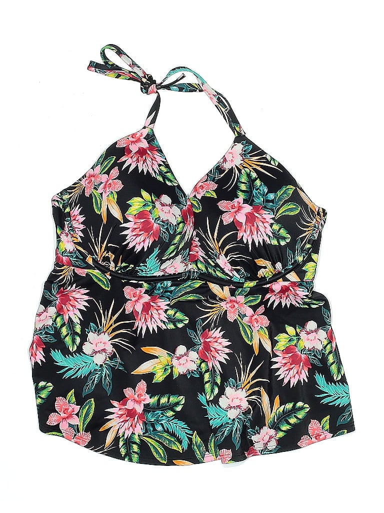 Shade & Shore Floral Black Swimsuit Top Size XS - photo 1