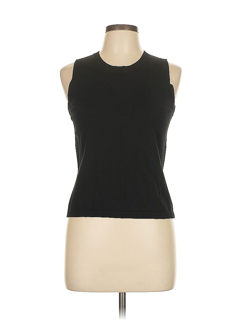 August Silk Black Sleeveless T-Shirt Size L - photo 1