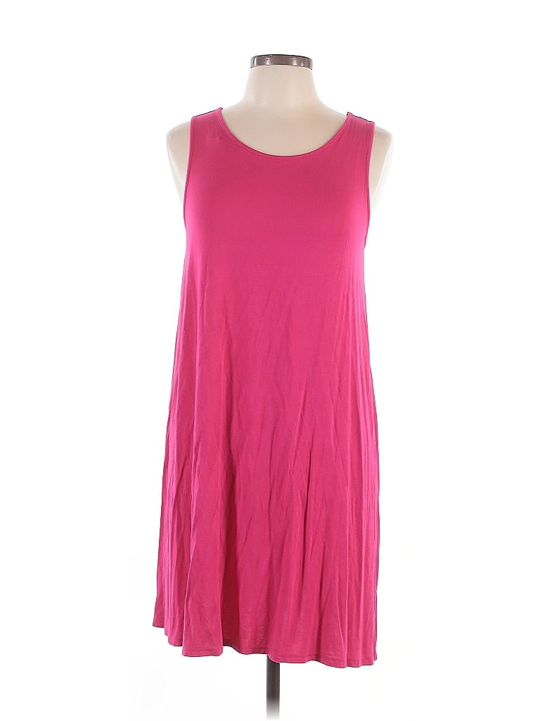 Express Outlet Solid Pink Casual Dress Size L - photo 1