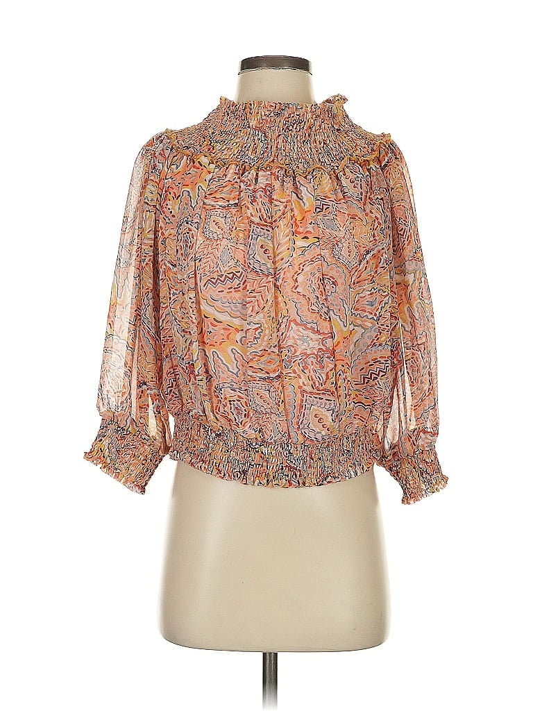 Gracia 100% Polyester Orange 3/4 Sleeve Blouse Size S - photo 1