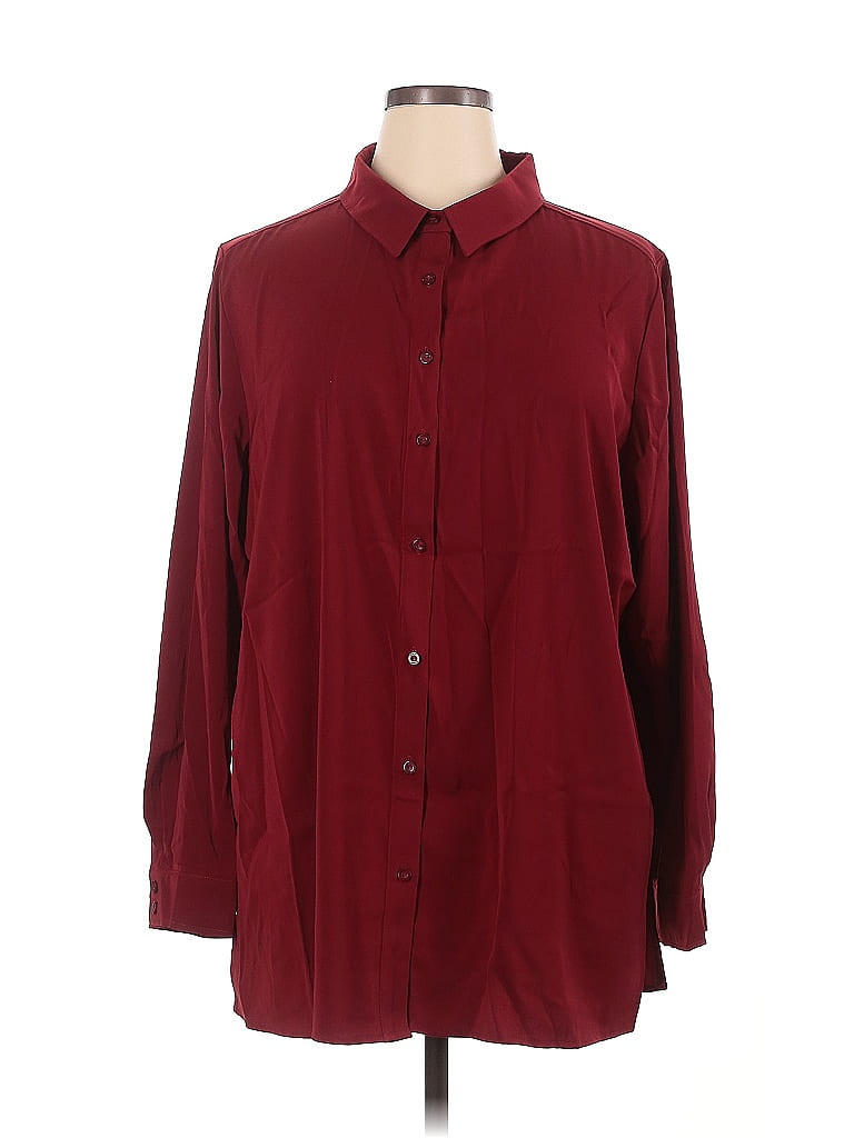 Susan Graver Burgundy Long Sleeve Blouse Size 1X - photo 1