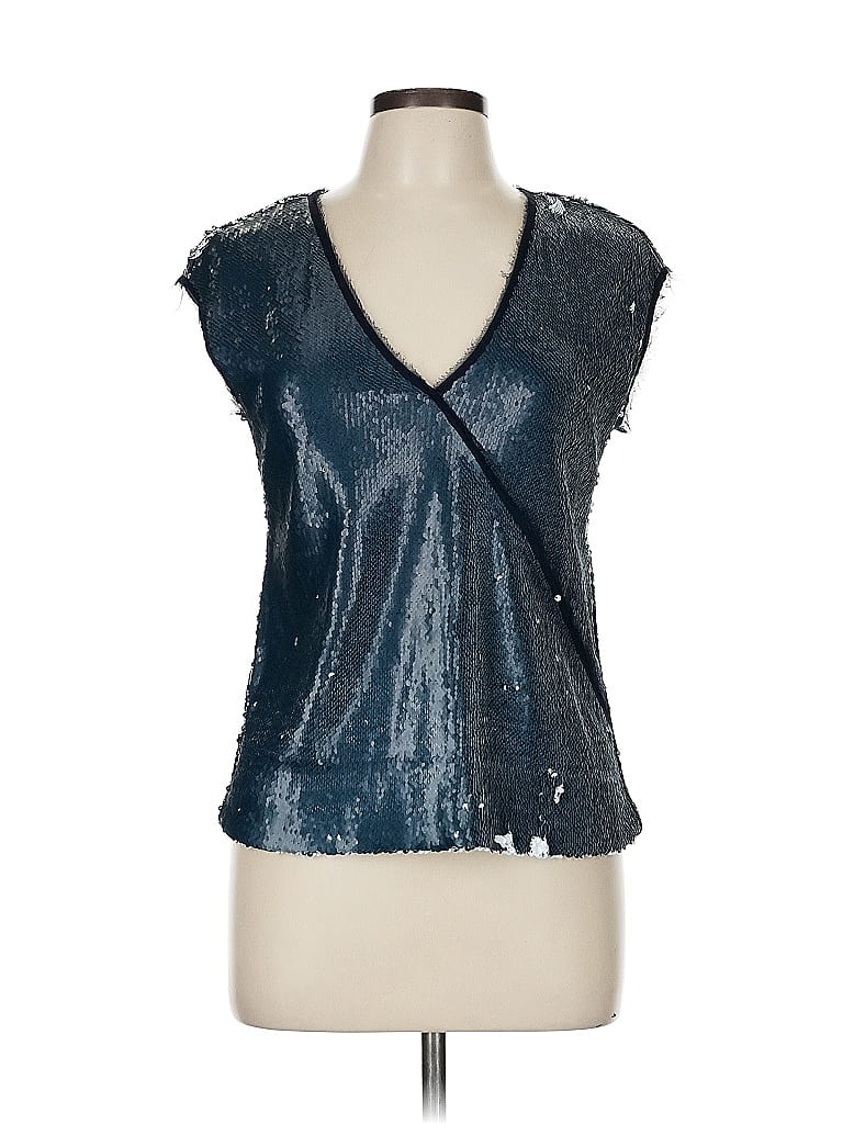Worth New York Blue Silver Sleeveless Blouse Size 8 - photo 1