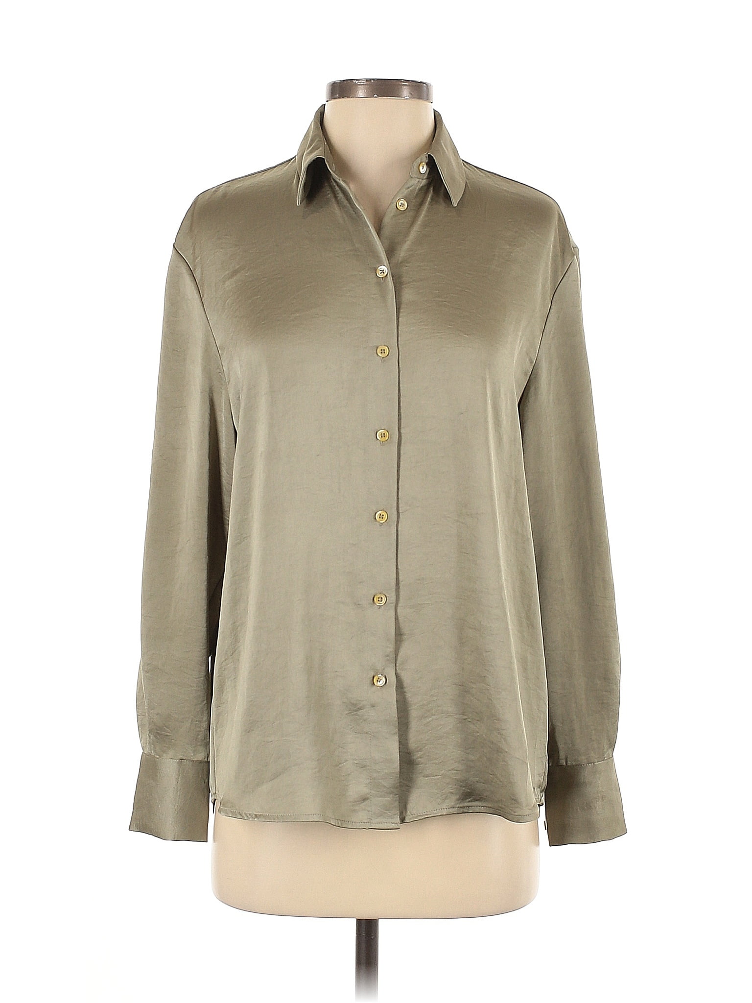 Wilfred 100% Polyester Metallic Tan Long Sleeve Blouse Size XXS
