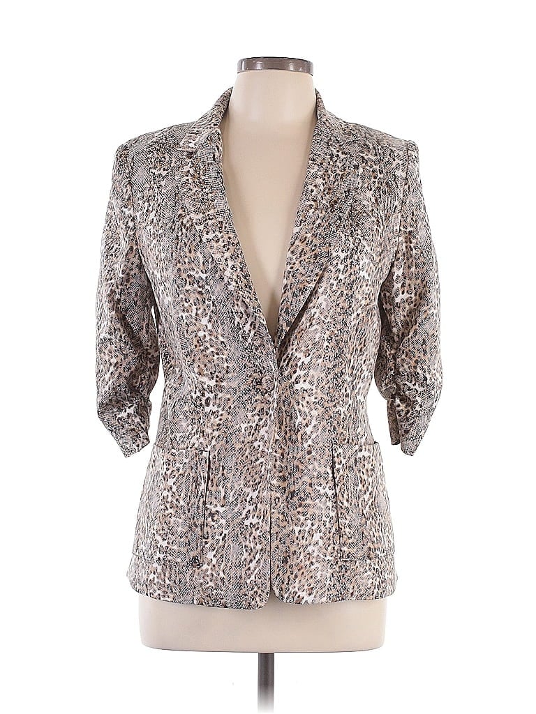 Alberto Makali Animal Print Silver Blazer Size 10 - photo 1