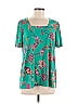Susan Graver Paisley Teal Short Sleeve T-Shirt Size M - photo 1