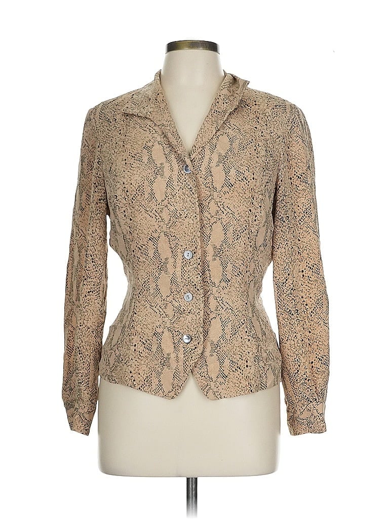 Dana Buchman 100% Silk Tan Silk Cardigan Size 10 - photo 1