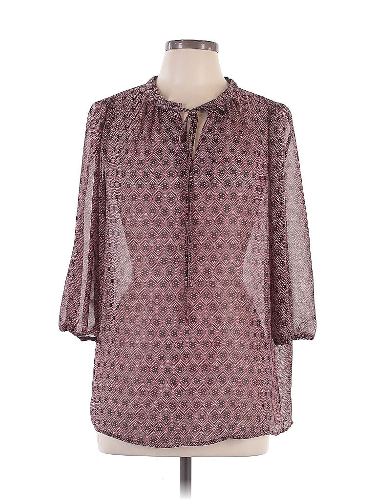 Pleione 100% Polyester Burgundy 3/4 Sleeve Blouse Size L - photo 1