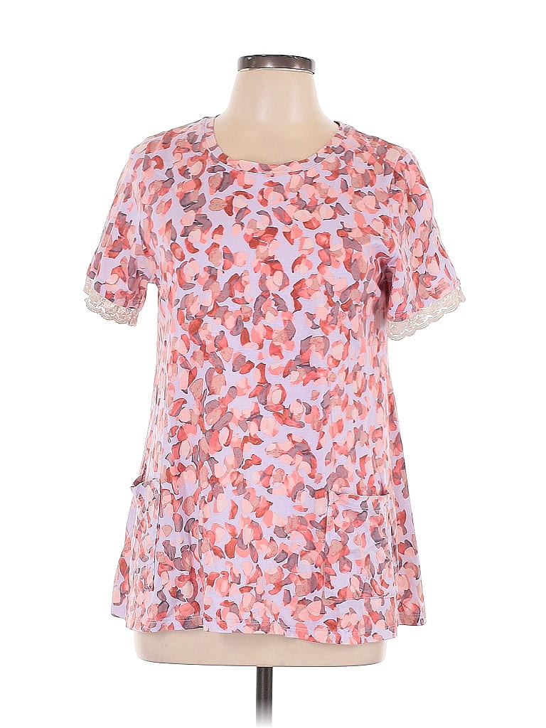 LOGO by Lori Goldstein Pink Short Sleeve T-Shirt Size L - photo 1