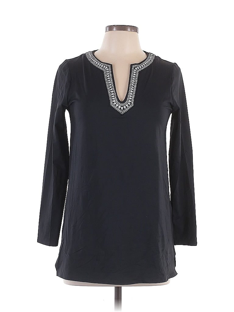 Pre-owned Lands' End Long Sleeve Blouse In Black