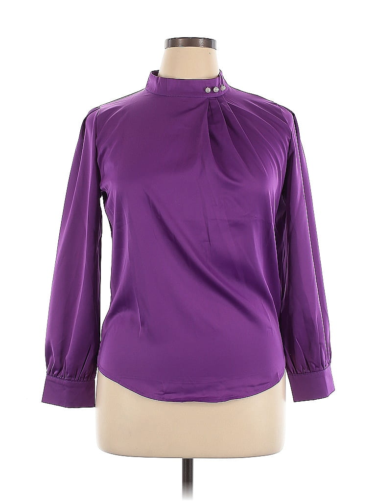 Fashion Purple Long Sleeve Blouse Size 2X - 62% off | ThredUp