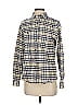 Red Leathere -ette- 100% Nylon Plaid Ivory Long Sleeve Button-Down Shirt Size S - photo 1