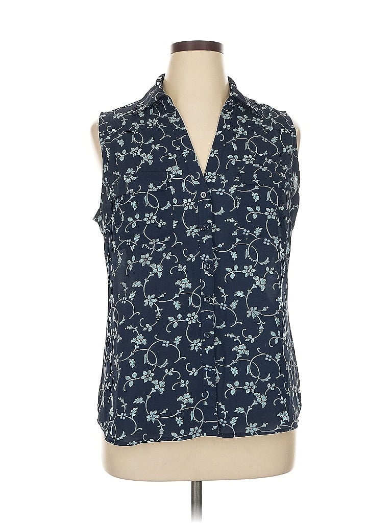 Soho JEANS NEW YORK & COMPANY 100% Polyester Blue Sleeveless Blouse Size XL - photo 1