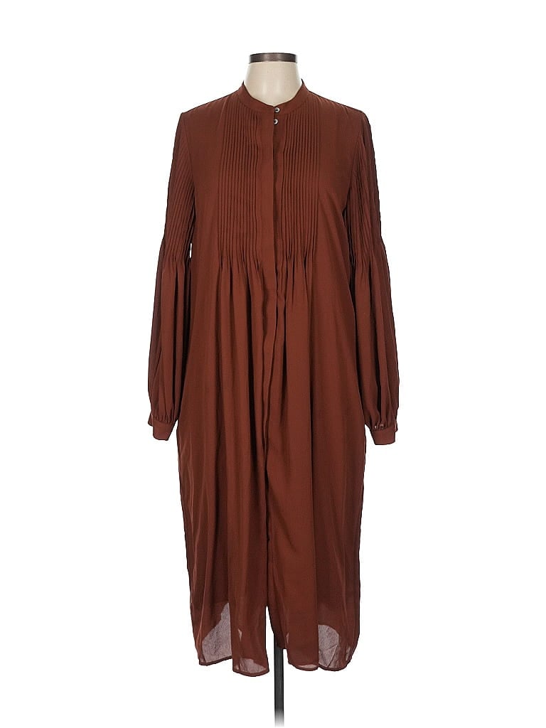 Elie Tahari 100% Polyester Brown Casual Dress Size L - photo 1
