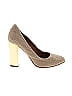 Tory Burch Tweed Gold Tan Heels Size 9 1/2 - photo 1