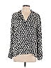 Massimo Dutti 100% Viscose Houndstooth Black Blue Long Sleeve Blouse Size L - photo 1