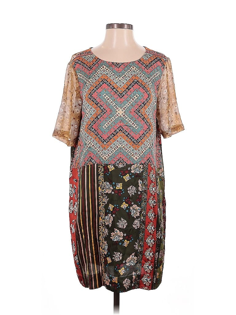 Tiny 100% Polyester Print Brown Blue Casual Dress Size S - photo 1