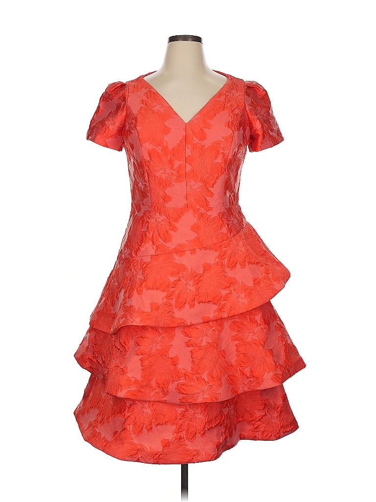Teri Jon by Rickie Freeman 100% Polyester Red Cocktail Dress Size 14 ...