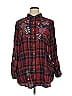 Johnny Was Plaid Burgundy Long Sleeve Button-Down Shirt Size 1X - photo 1
