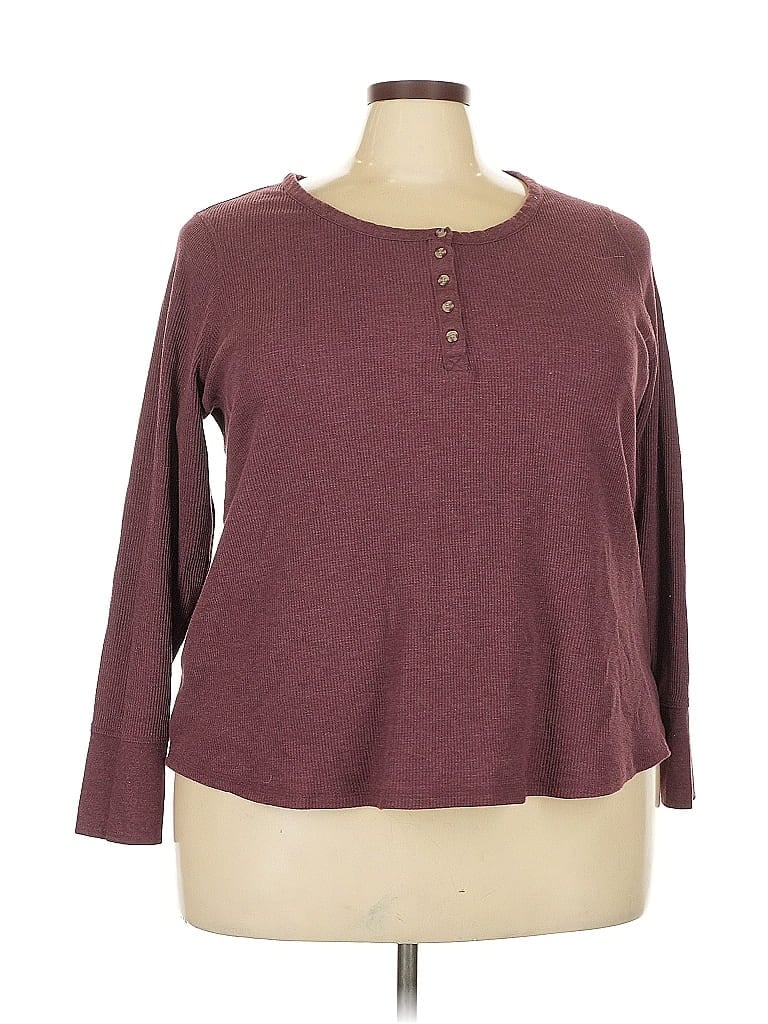 Terra & Sky Burgundy Long Sleeve Top Size 3X - photo 1