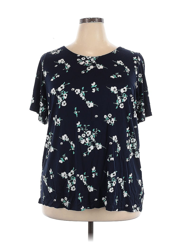 Ellos 100% Rayon Blue Short Sleeve Blouse Size 18 - photo 1