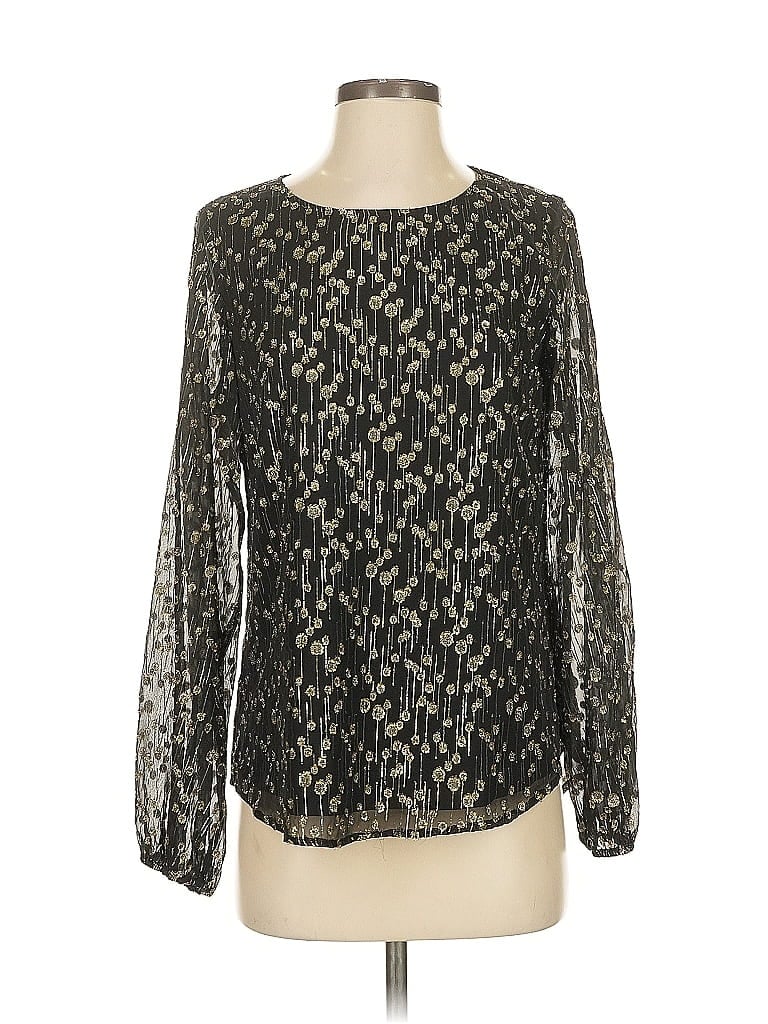 Sail to Sable Black Long Sleeve Silk Top Size S - photo 1