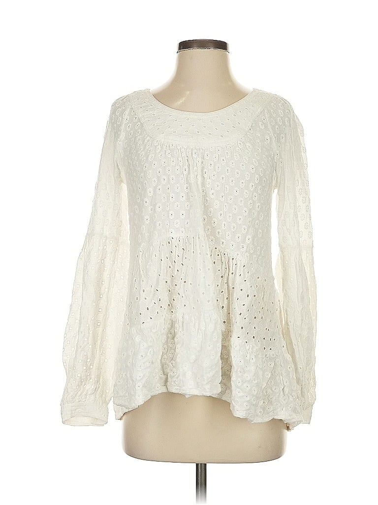 Pre-owned Meadow Rue Long Sleeve Blouse In White