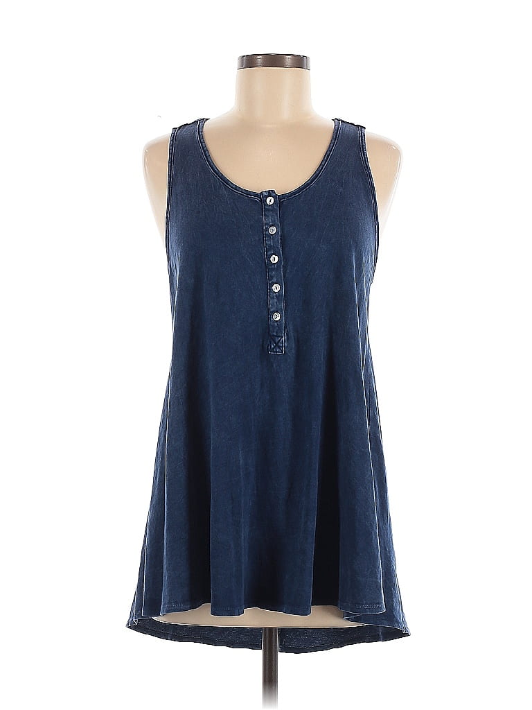 Eri + Ali 100% Cotton Blue Sleeveless Blouse Size M - photo 1