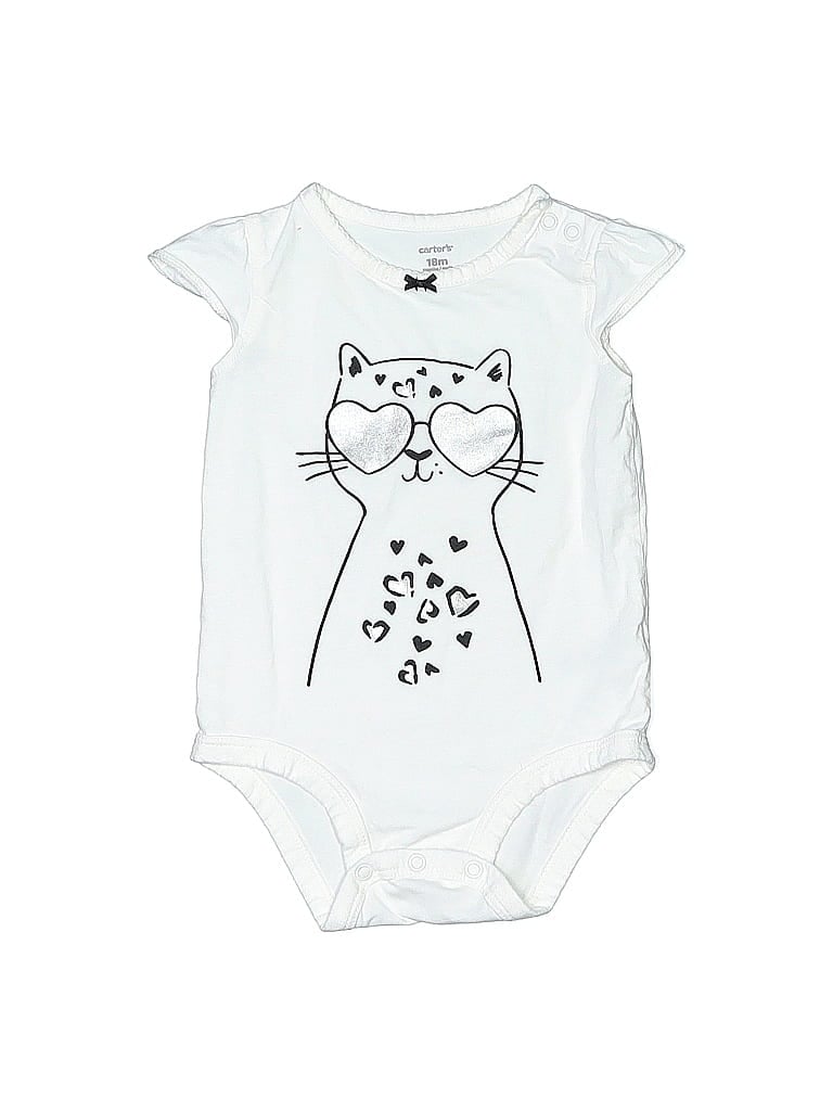 Carter's 100% Cotton Graphic White Short Sleeve Onesie 12-18 MO / 18 MO - photo 1