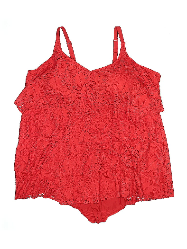 Catherines Paisley Red Swimsuit Top Size 34 waist - photo 1