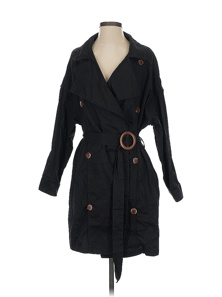 Pol 100% Cotton Black Trenchcoat Size S - photo 1