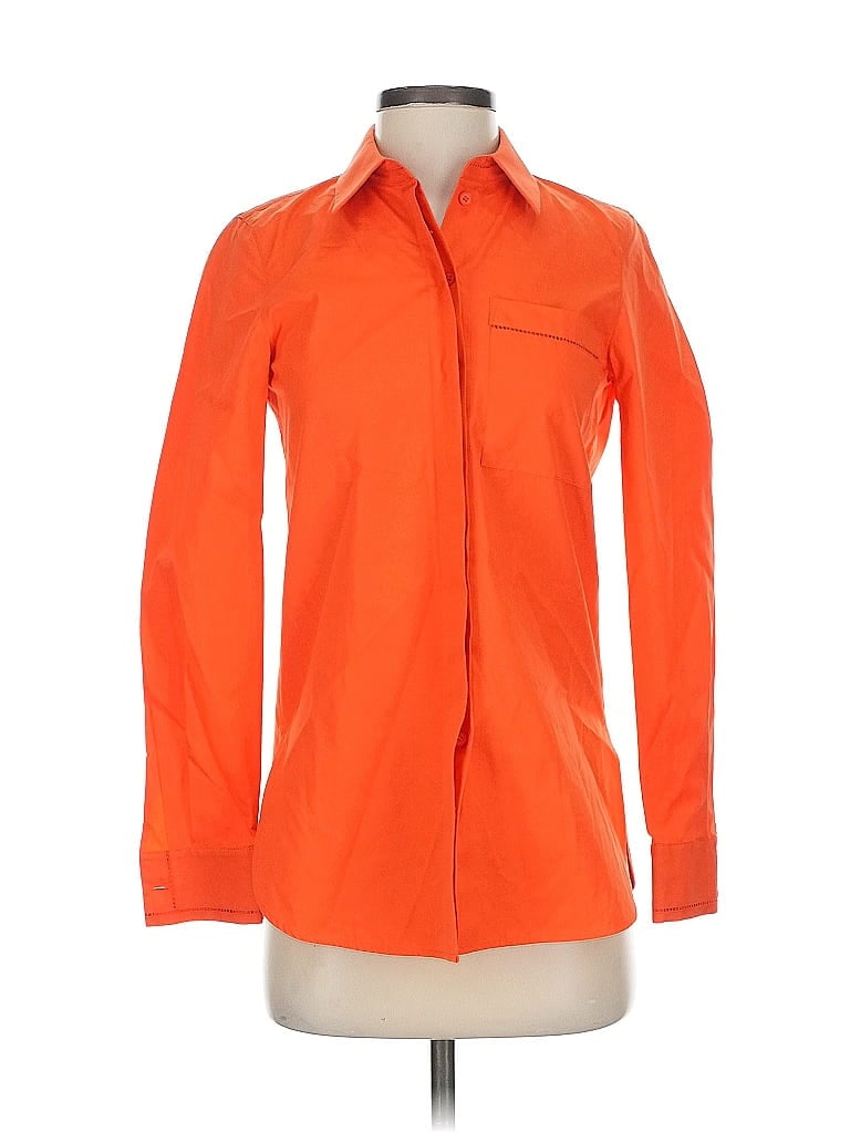 Pre-owned Lafayette 148 Long Sleeve Button Down Shirt In Orange
