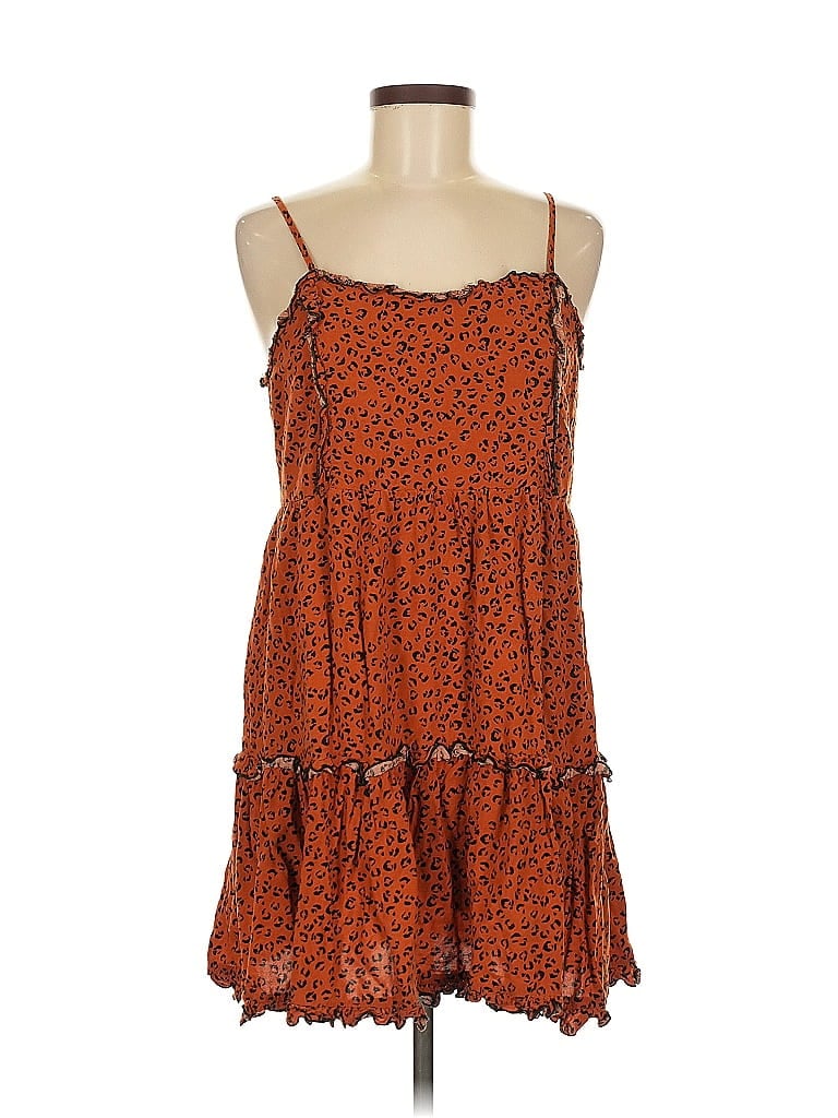Trixxi 100% Rayon Animal Print Orange Casual Dress Size M - photo 1