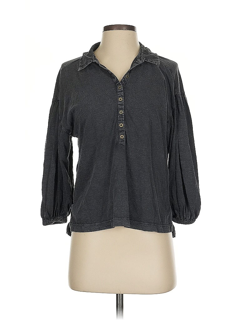 Pre-owned Pilcro Long Sleeve Polo Shirt In Gray