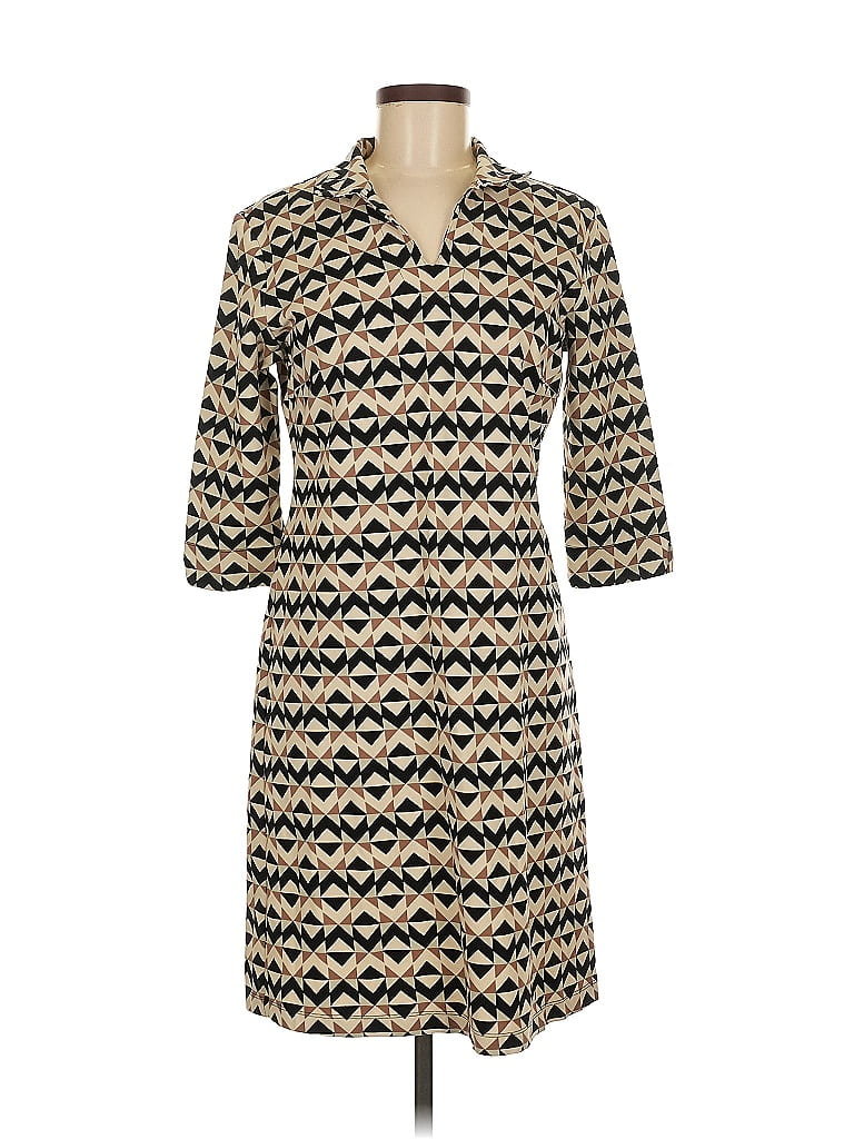 J. McLaughlin Chevron-herringbone Tan Casual Dress Size M - photo 1