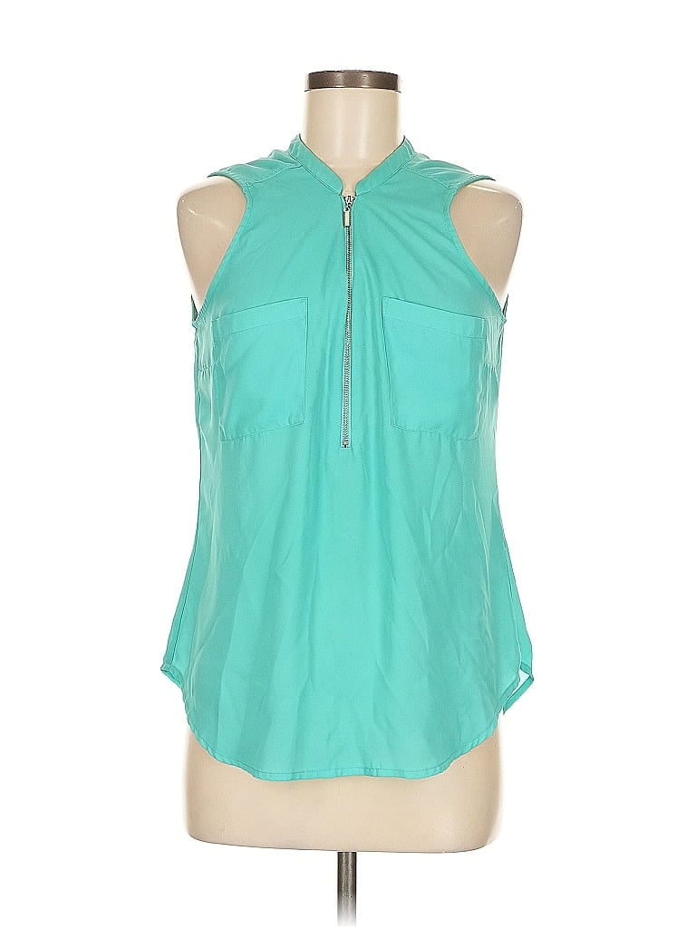 Soho JEANS NEW YORK & COMPANY 100% Polyester Teal Sleeveless Blouse Size M - photo 1