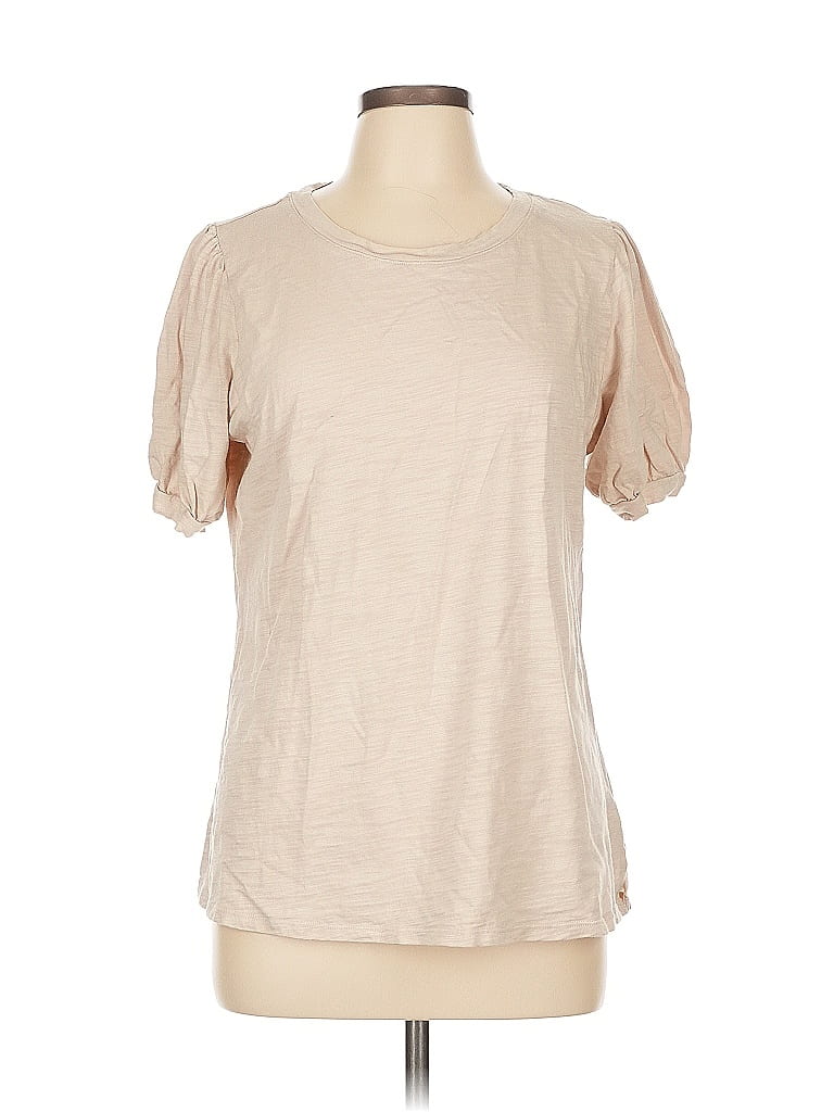 Belle By Kim Gravel Solid Tan Short Sleeve T-Shirt Size L - photo 1