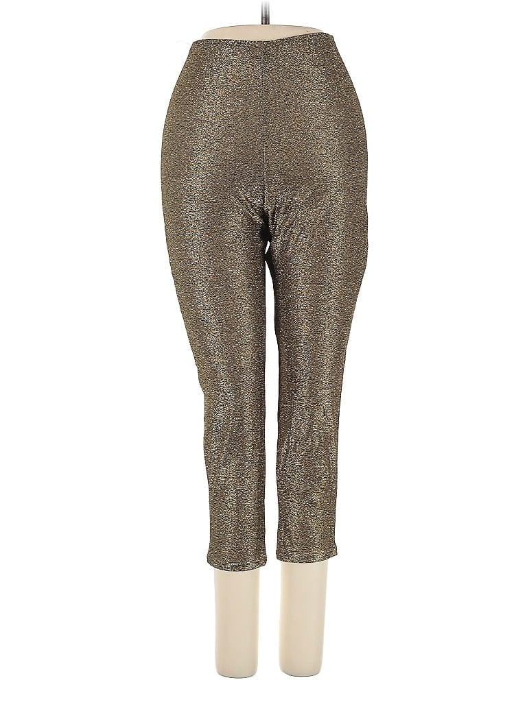 Norma Kamali 100% Polyester Metallic Gold Casual Pants Size S - photo 1
