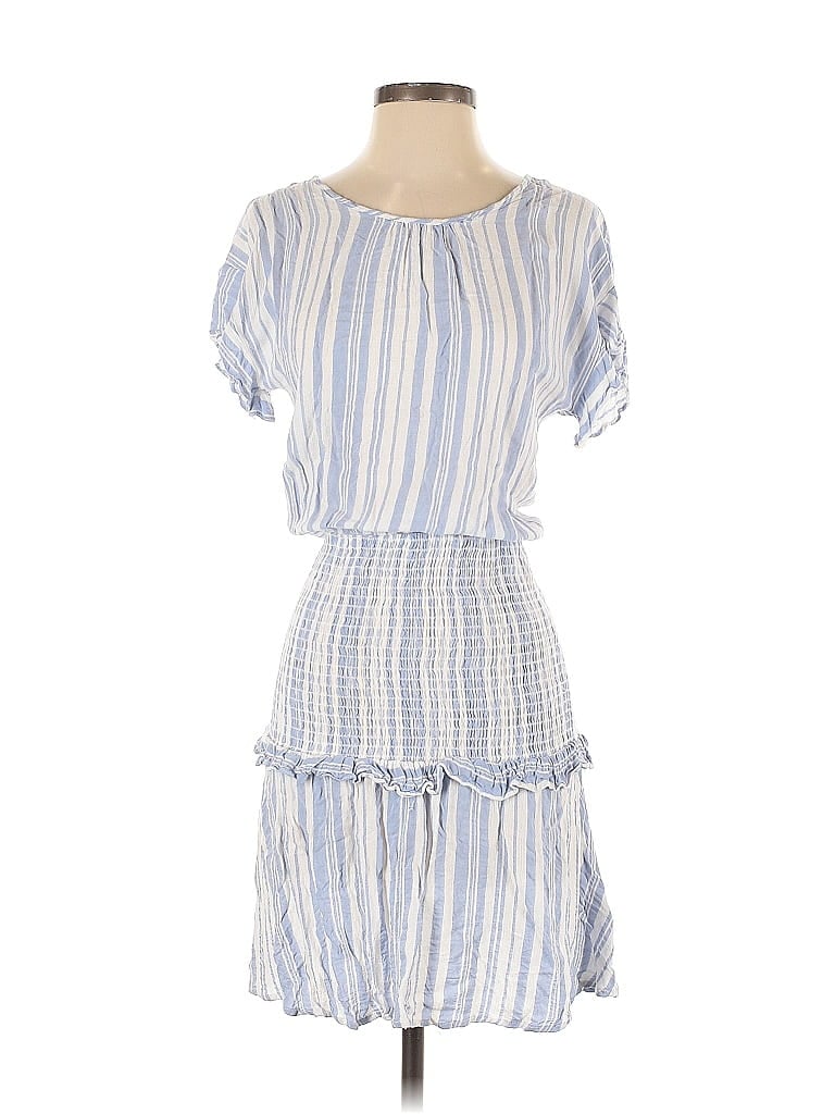 West Kei 100% Rayon Stripes Blue Casual Dress Size XS - photo 1