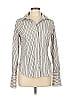 Moda International Stripes Ivory Long Sleeve Blouse Size L - photo 1