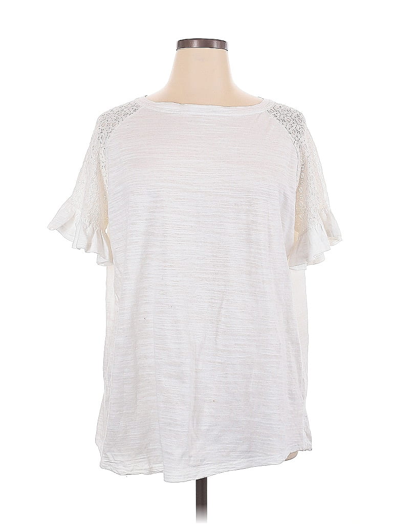 Suzanne Betro 100% Cotton White Short Sleeve Top Size XL - photo 1