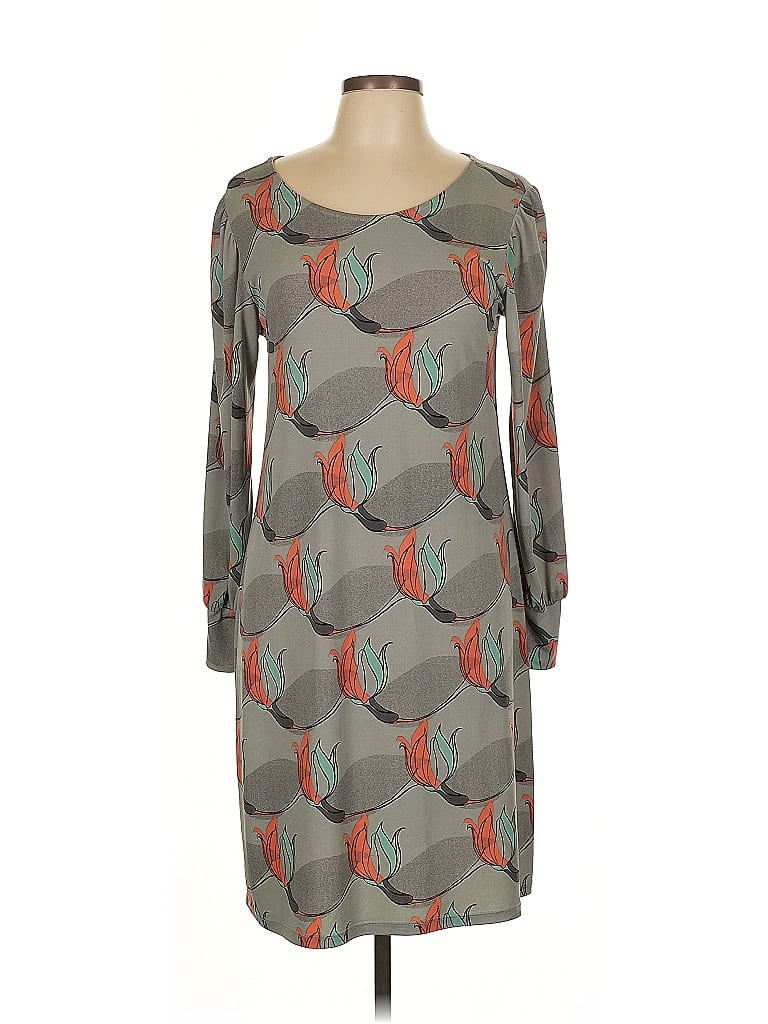 Leota Graphic Gray Casual Dress Size L - photo 1