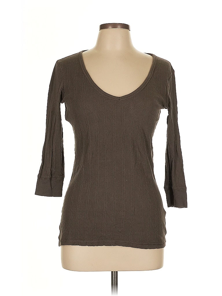 Moda International 100% Cotton Brown 3/4 Sleeve T-Shirt Size L - photo 1